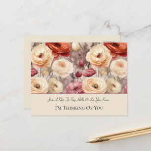 Prachtige rode ranunculus bloemen denken aan jou briefkaart