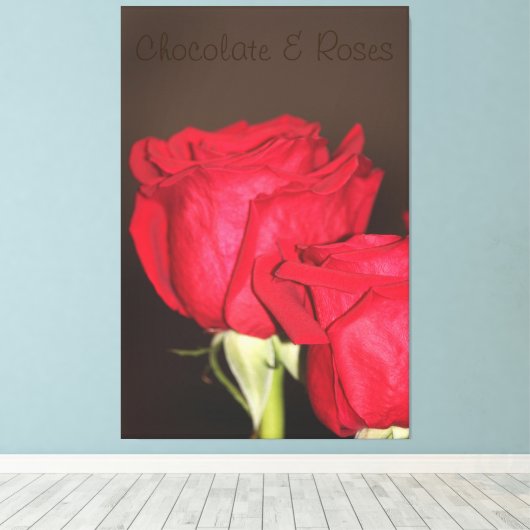 Prachtige rode roos foto canvas afdruk (Insitu (Houten vloer))