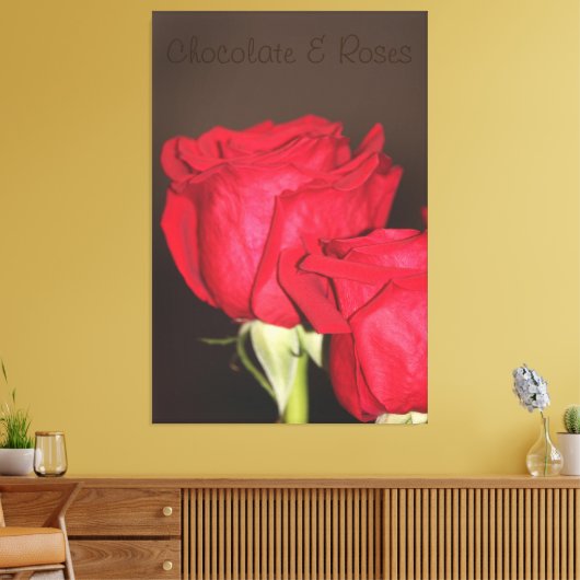 Prachtige rode roos foto canvas afdruk (Insitu (Woonkamer))