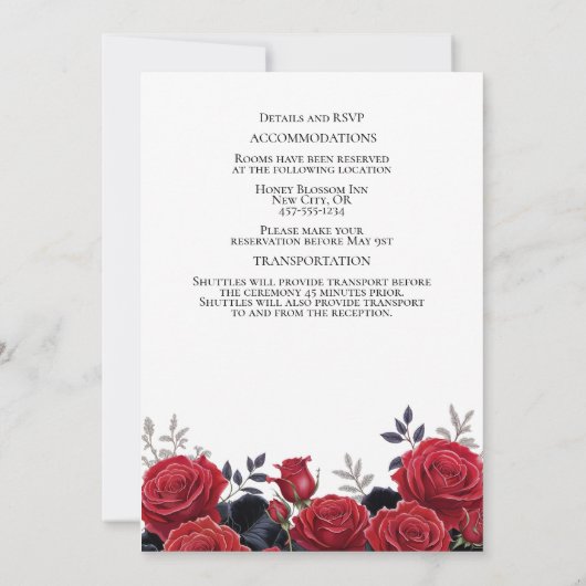 Prachtige rode rozen Elegante zilveren bruiloft Kaart (Achterkant)