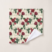 Prachtige rode rozen en klassieke  handschrift bad handdoek (Wasdoekje)