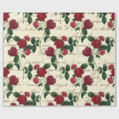 Prachtige rode rozen en klassieke handschrift cadeaupapier (Vlak)