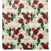 Prachtige rode rozen en klassieke handschrift douchegordijn (Voorkant)