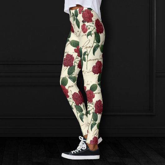 Prachtige rode rozen en klassieke  handschrift leggings