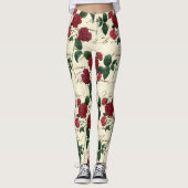 Prachtige rode rozen en klassieke  handschrift leggings (Voorkant)