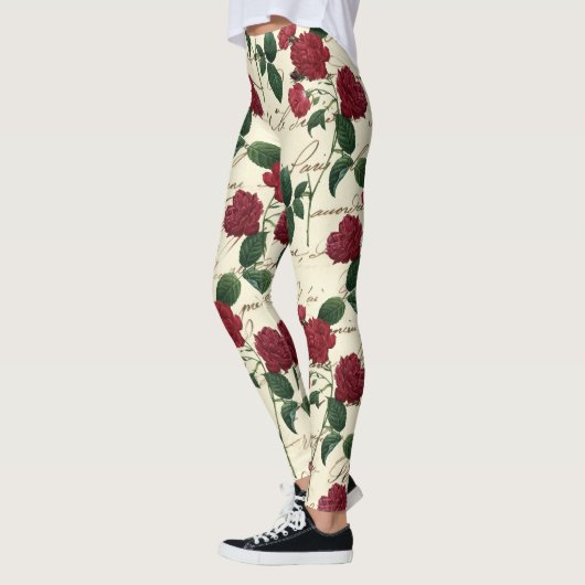 Prachtige rode rozen en klassieke  handschrift leggings (Links)