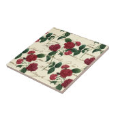 Prachtige rode rozen en klassieke  handschrift tegeltje (Zijkant)