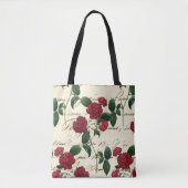 Prachtige rode rozen en klassieke  handschrift tote bag (Voorkant)