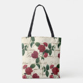 Prachtige rode rozen en klassieke  handschrift tote bag (Achterkant)