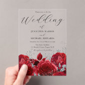 Prachtige rode rozen en zilverweddenschappen acryl uitnodigingen (Insitu (Draagbaar))