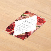 Prachtige rode rozen Lijst bruiloft Acryl Uitnodigingen (Laagn)
