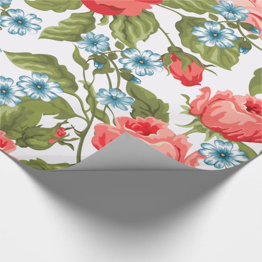 Prachtige rode rozen Retro Abstract Floral Pattern Cadeaupapier (Hoek)