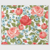 Prachtige rode rozen Retro Abstract Floral Pattern Cadeaupapier (Vlak)