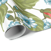 Prachtige rode rozen Retro Abstract Floral Pattern Cadeaupapier (Rol Hoek)