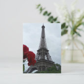 Prachtige rode rozen voor Eiffel Tower Post Card Briefkaart (Staand voorkant)