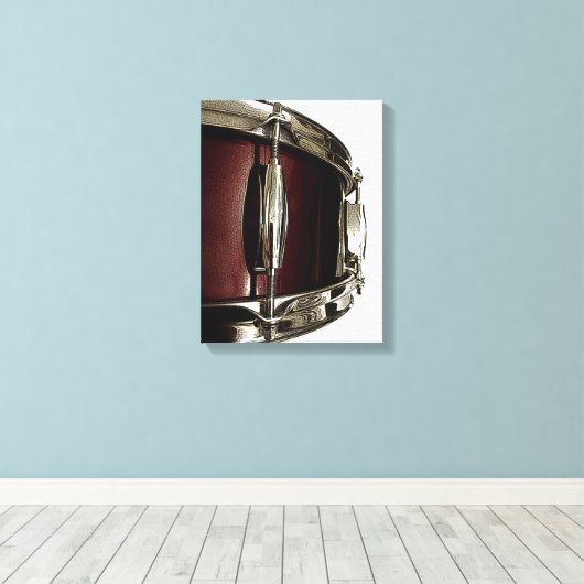 Prachtige rode snare drum canvas drummer art print (Insitu (Houten vloer))
