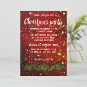 Prachtige rode sprankelende kerst uitnodiging (Staand voorkant)