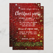 Prachtige rode sprankelende kerst uitnodiging (Voorkant / Achterkant)