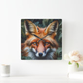 Prachtige rode vos gluren uit het bos vierkante klok (Huis)