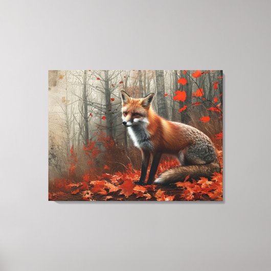  Prachtige Rode Vos Herfst Foliage 32x24 Canvas Afdruk (Voorkant)