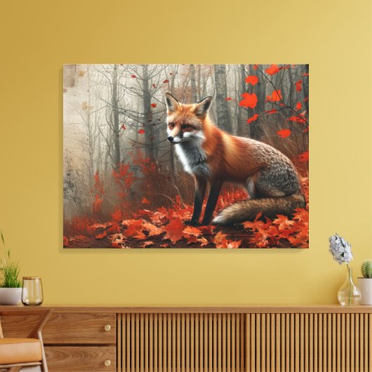 Prachtige Rode Vos Herfst Foliage 32x24 Canvas Afdruk (Insitu (Woonkamer))