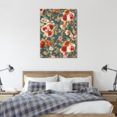 Prachtige romantische Rozen en prachtige bloemen Canvas Afdruk (Insitu (Slaapkamer))