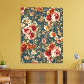 Prachtige romantische Rozen en prachtige bloemen Canvas Afdruk (Insitu (Woonkamer))