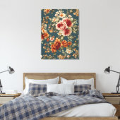 Prachtige romantische Rozen en prachtige bloemen Canvas Afdruk (Insitu (Slaapkamer))