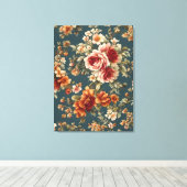 Prachtige romantische Rozen en prachtige bloemen Canvas Afdruk (Insitu (Houten vloer))