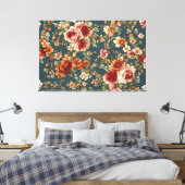 Prachtige romantische Rozen en prachtige bloemen Canvas Afdruk (Insitu (Slaapkamer))