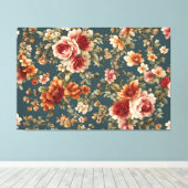 Prachtige romantische Rozen en prachtige bloemen Canvas Afdruk (Insitu (Houten vloer))