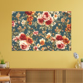 Prachtige romantische Rozen en prachtige bloemen Canvas Afdruk (Insitu (Woonkamer))