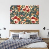 Prachtige romantische Rozen en prachtige bloemen Canvas Afdruk (Insitu (Slaapkamer))