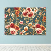 Prachtige romantische Rozen en prachtige bloemen Canvas Afdruk (Insitu (Houten vloer))