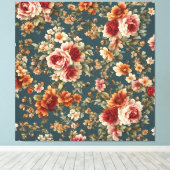 Prachtige romantische Rozen en prachtige bloemen Canvas Afdruk (Insitu (Houten vloer))