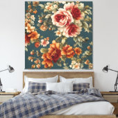 Prachtige romantische Rozen en prachtige bloemen Canvas Afdruk (Insitu (Slaapkamer))