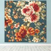 Prachtige romantische Rozen en prachtige bloemen Canvas Afdruk (Insitu (Houten vloer))