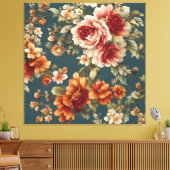 Prachtige romantische Rozen en prachtige bloemen Canvas Afdruk (Insitu (Woonkamer))