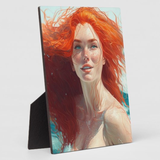 Prachtige roodharige die uit het water komt fotoplaat (Zijkant)