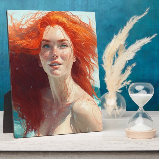 Prachtige roodharige die uit het water komt fotoplaat (Zijkant)