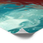 Prachtige roodharige die uit het water komt poster (Hoek)