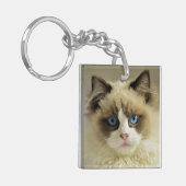 Prachtige rookkast met blauwe ogen sleutelhanger (Voorkant Links)