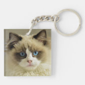 Prachtige rookkast met blauwe ogen sleutelhanger (Achterkant)