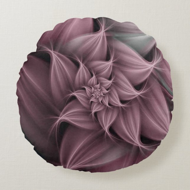 Prachtige Roos Bloem Fractal  Rond Kussen (Voorkant)