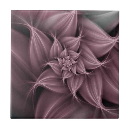Prachtige Roos Bloem Fractal Tegeltje (Voorkant)