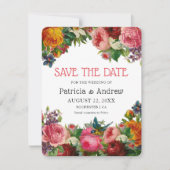 Prachtige  Roos Bloemenbruiloft Save The Date (Voorkant)