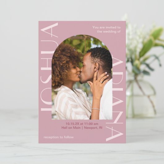 Prachtige Roos Twee Fotobruiloft Kaart (Staand voorkant)