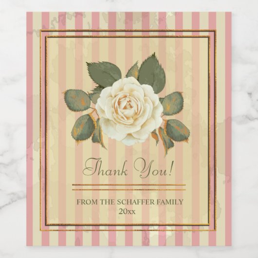 Prachtige  Roos Wijn Etiket (Enkel label)