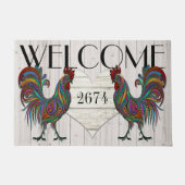 Prachtige Rooster Roost Welkom Deur Mat (Voorkant)