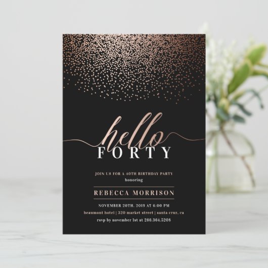 Prachtige rose goud / koper elke leeftijd verjaard kaart (Staand voorkant)